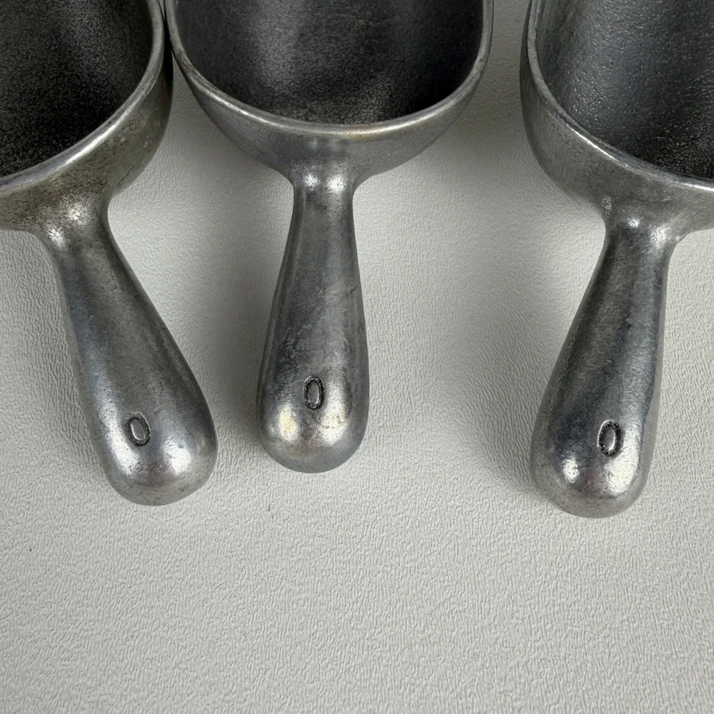 Aluminum Utility Scoops Set of 3 Cast Metal Industrial Kitchenware